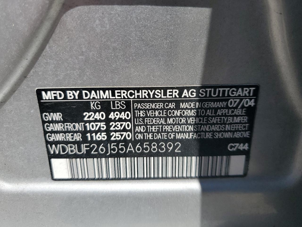 WDBUF26J55A658392 2005 Mercedes-Benz E 320 Cdi