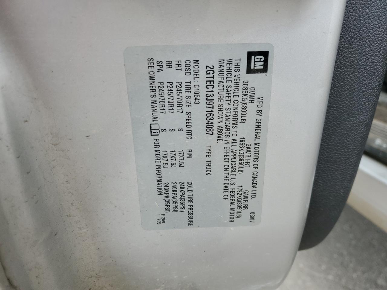 2GTEC13J971634087 2007 GMC New Sierra C1500