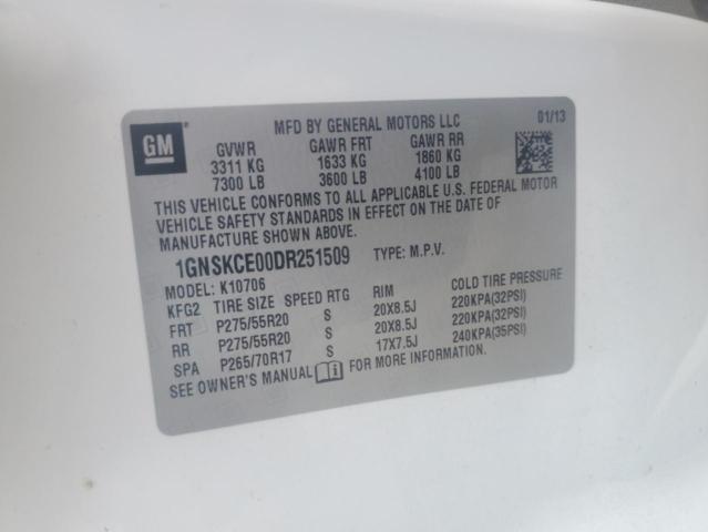 2013 Chevrolet Tahoe K1500 Ltz VIN: 1GNSKCE00DR251509 Lot: 54256154