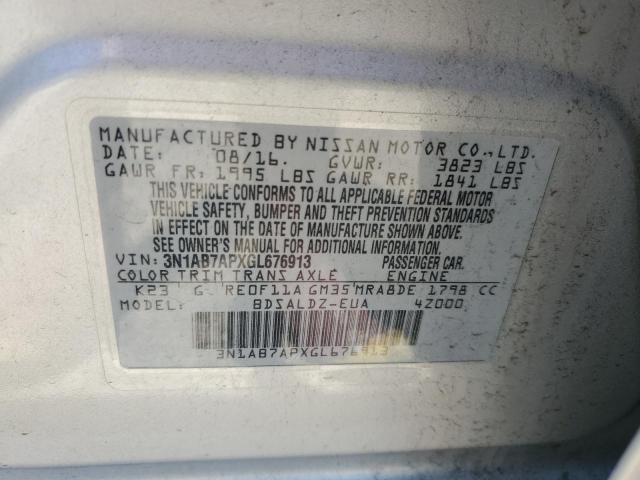 2016 Nissan Sentra S VIN: 3N1AB7APXGL676913 Lot: 56291644