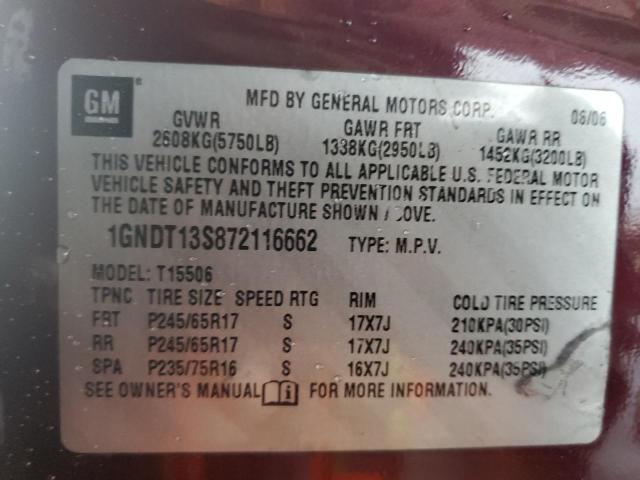2007 Chevrolet Trailblazer Ls VIN: 1GNDT13S872116662 Lot: 54876794