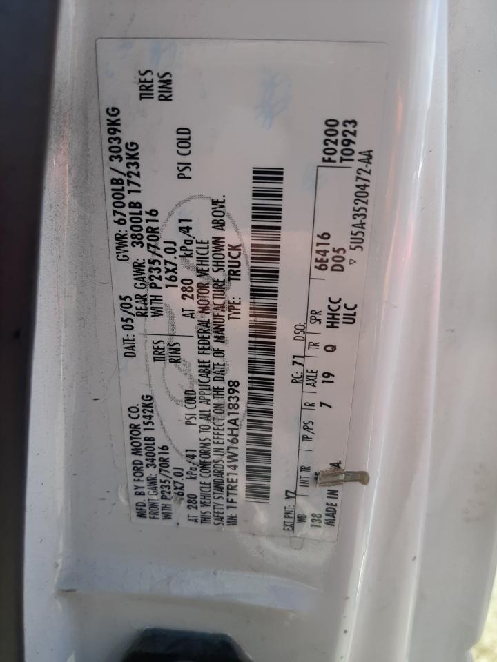 1FTRE14W16HA18398 2006 Ford Econoline E150 Van