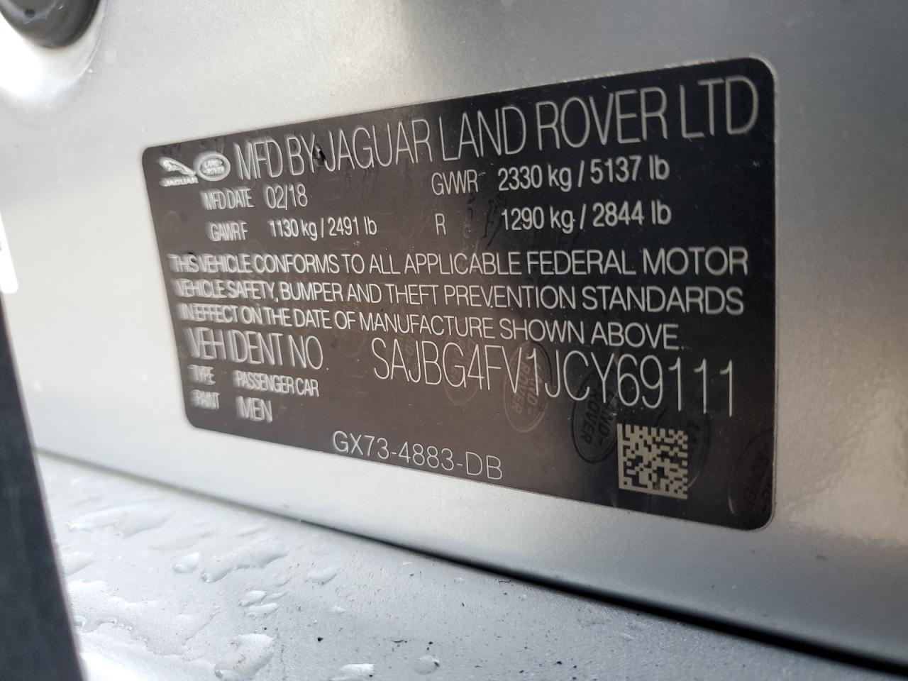 SAJBG4FV1JCY69111 2018 Jaguar Xf S