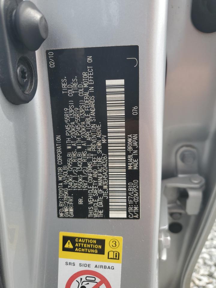 JTEJW3EH5A2043267 2010 Toyota Highlander Hybrid Limited