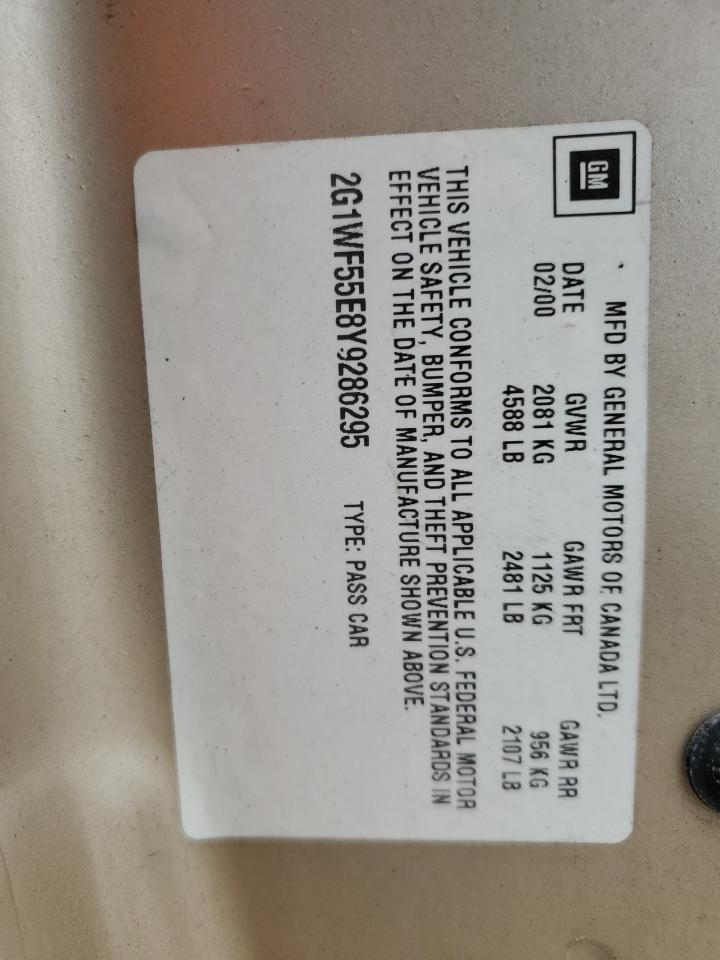 2G1WF55E8Y9286295 2000 Chevrolet Impala