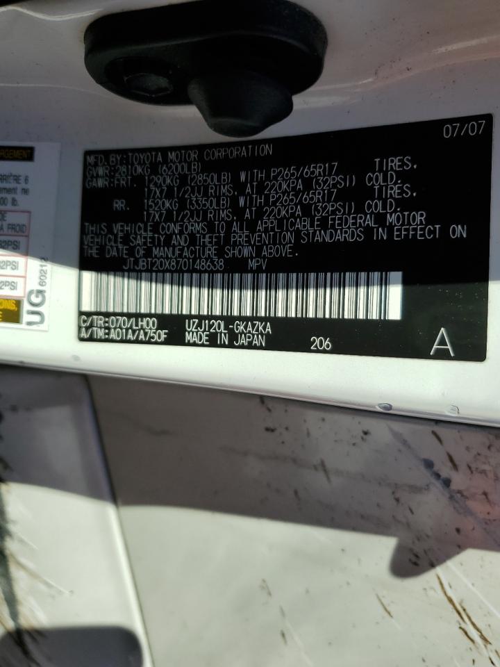 JTJBT20X870148638 2007 Lexus Gx 470