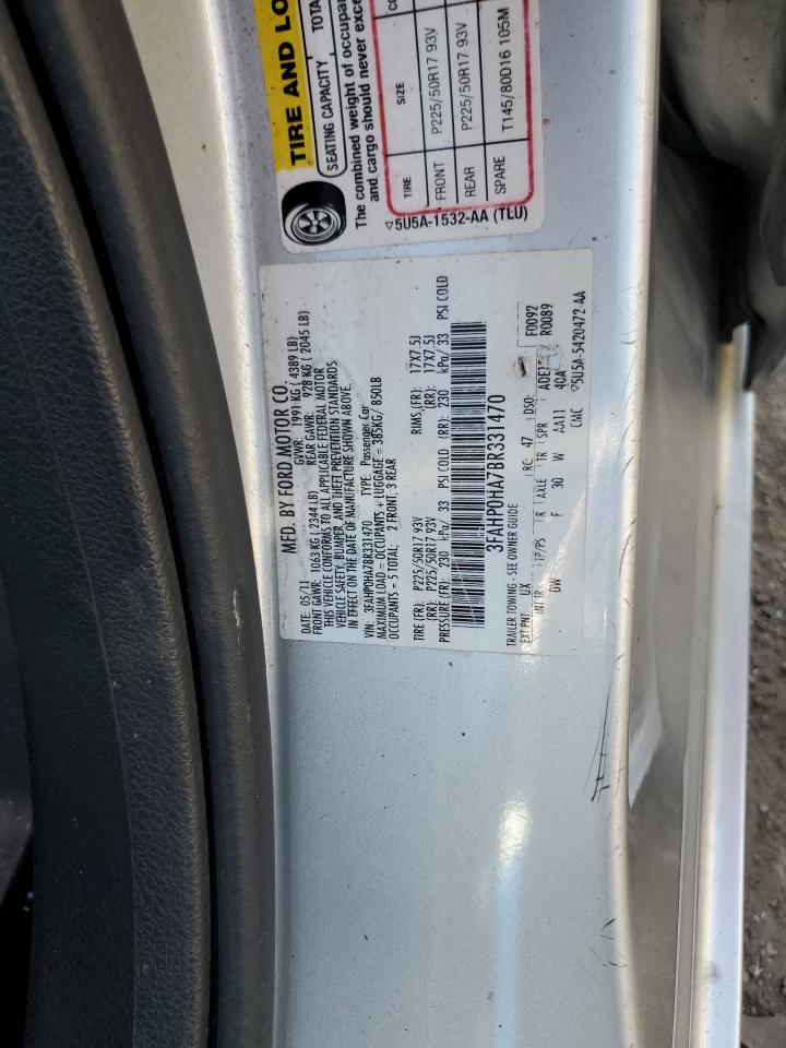 3FAHP0HA7BR331470 2011 Ford Fusion Se