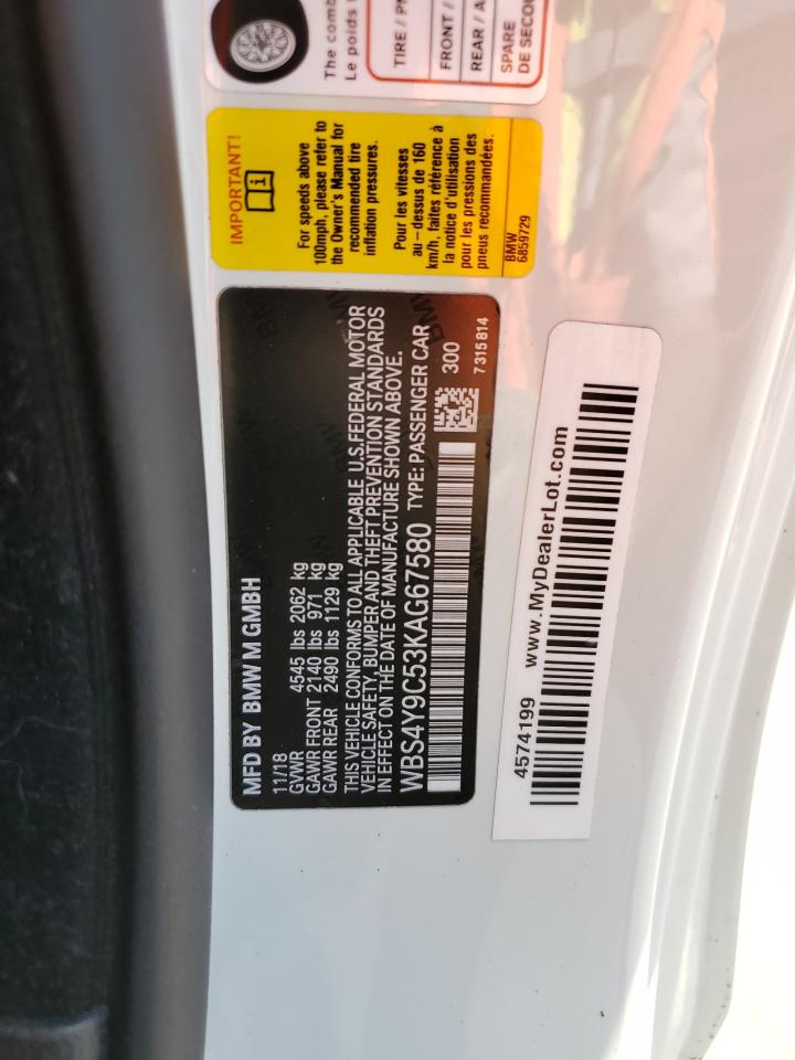 WBS4Y9C53KAG67580 2019 BMW M4