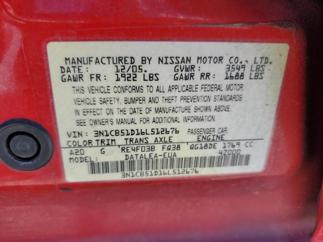 2006 Nissan Sentra 1.8 VIN: 3N1CB51D16L512676 Lot: 54565534