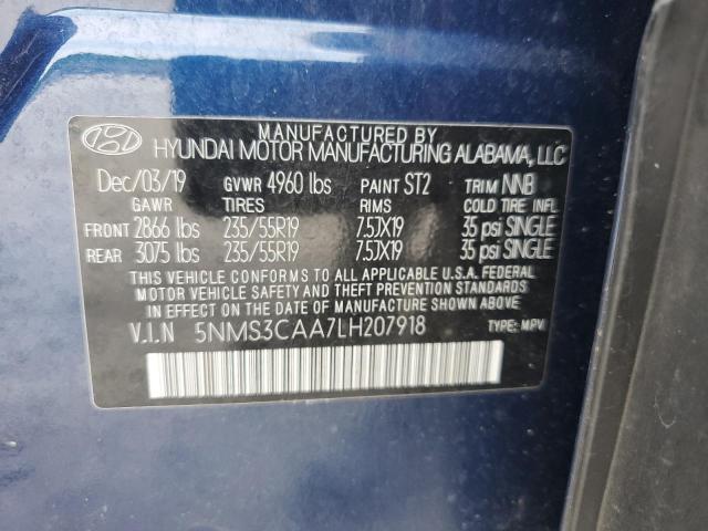 2020 Hyundai Santa Fe Sel VIN: 5NMS3CAA7LH207918 Lot: 54282224