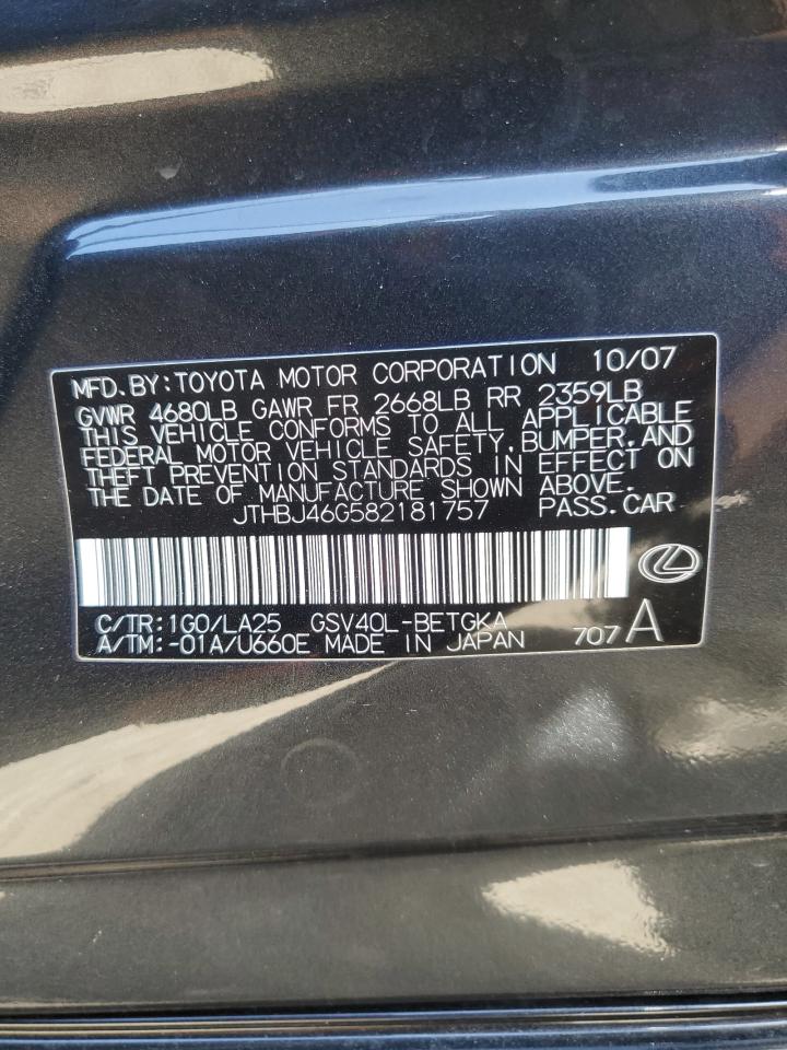 JTHBJ46G582181757 2008 Lexus Es 350