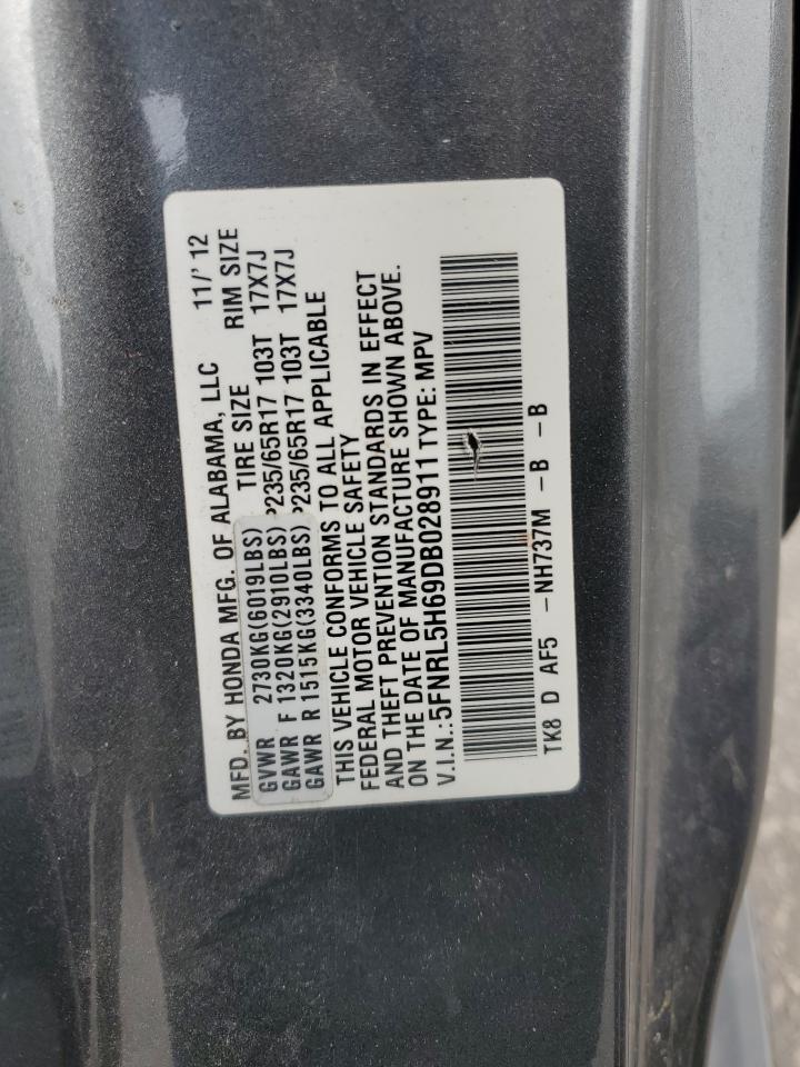 5FNRL5H69DB028911 2013 Honda Odyssey Exl