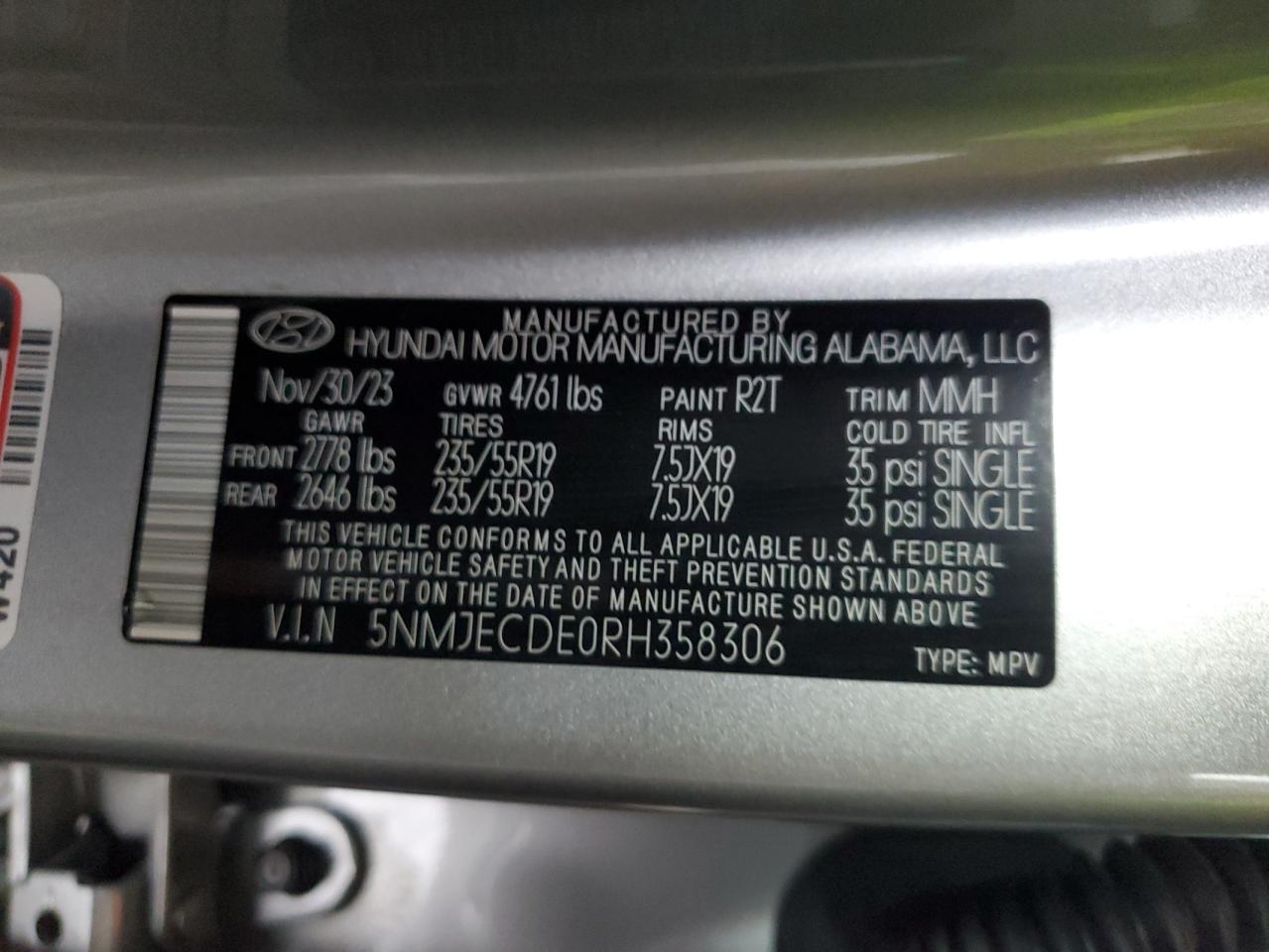 5NMJECDE0RH358306 2024 Hyundai Tucson Limited