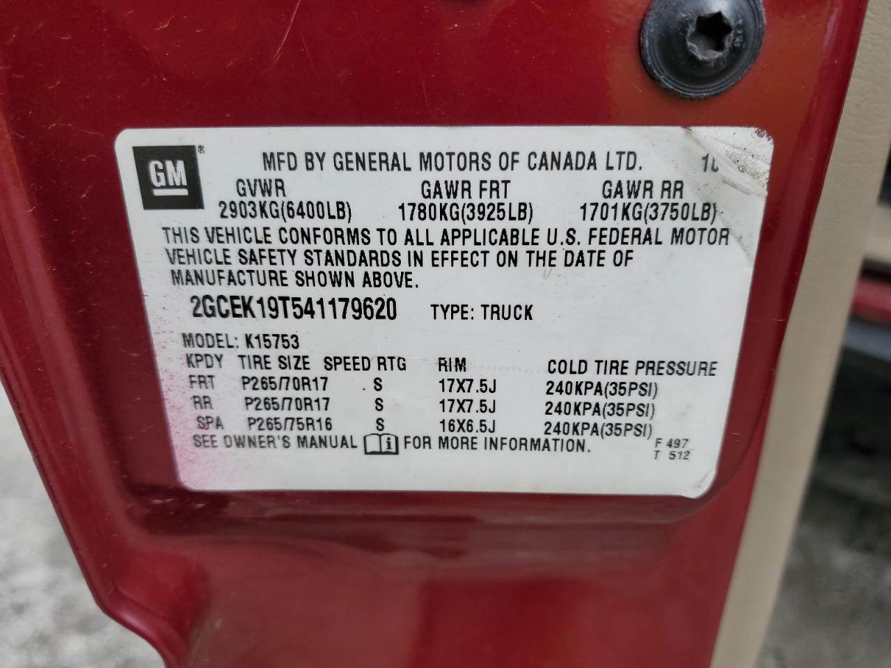 2GCEK19T541179620 2004 Chevrolet Silverado K1500