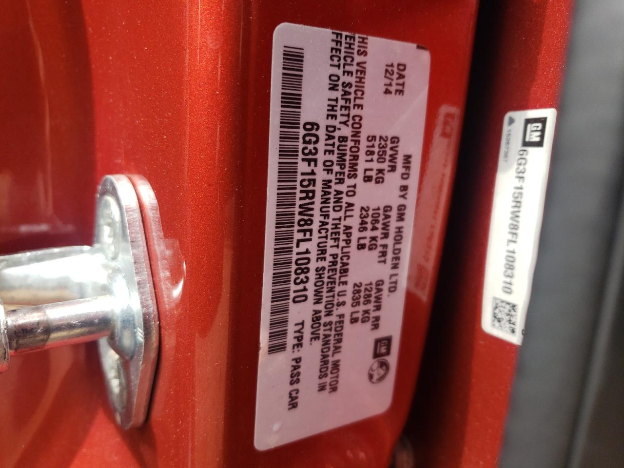 6G3F15RW8FL108310 2015 Chevrolet Ss