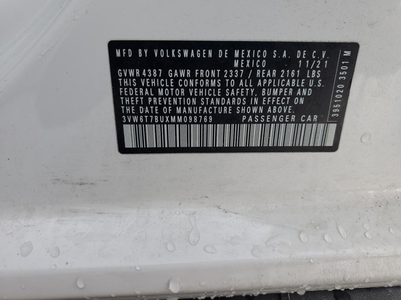 3VW6T7BUXMM098769 2021 Volkswagen Jetta Gli