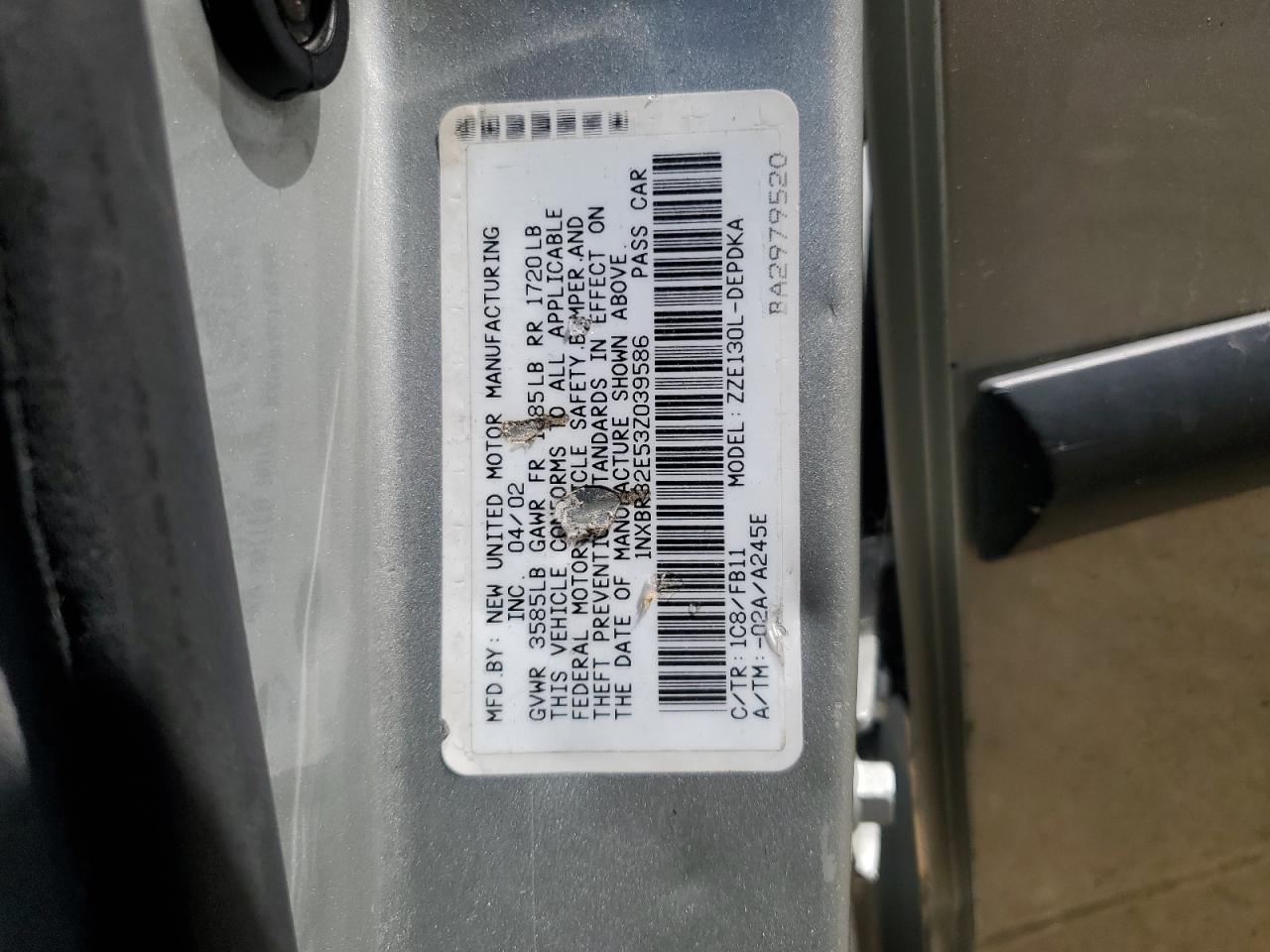 1NXBR32E53Z039586 2003 Toyota Corolla Ce