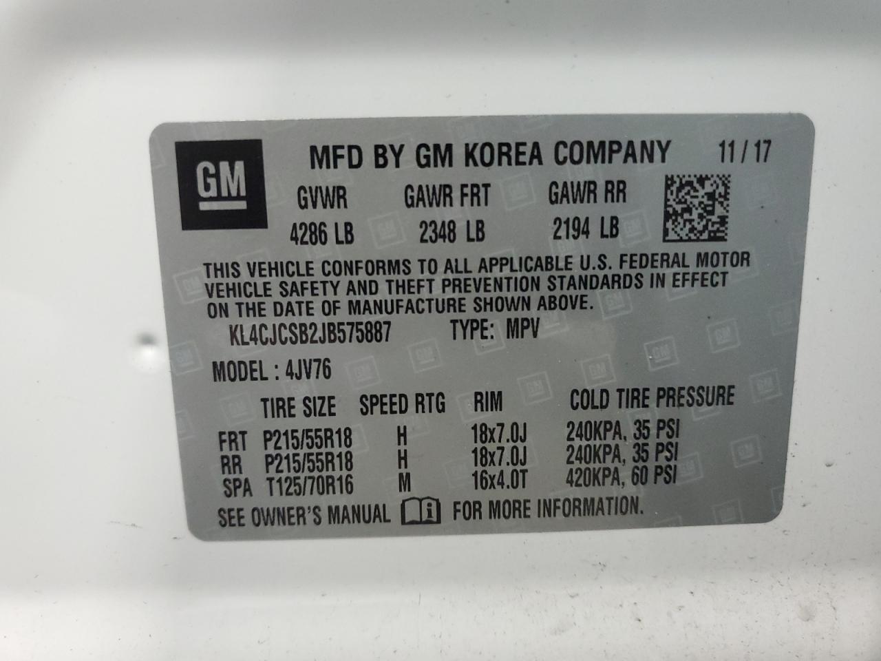 KL4CJCSB2JB575887 2018 Buick Encore Essence