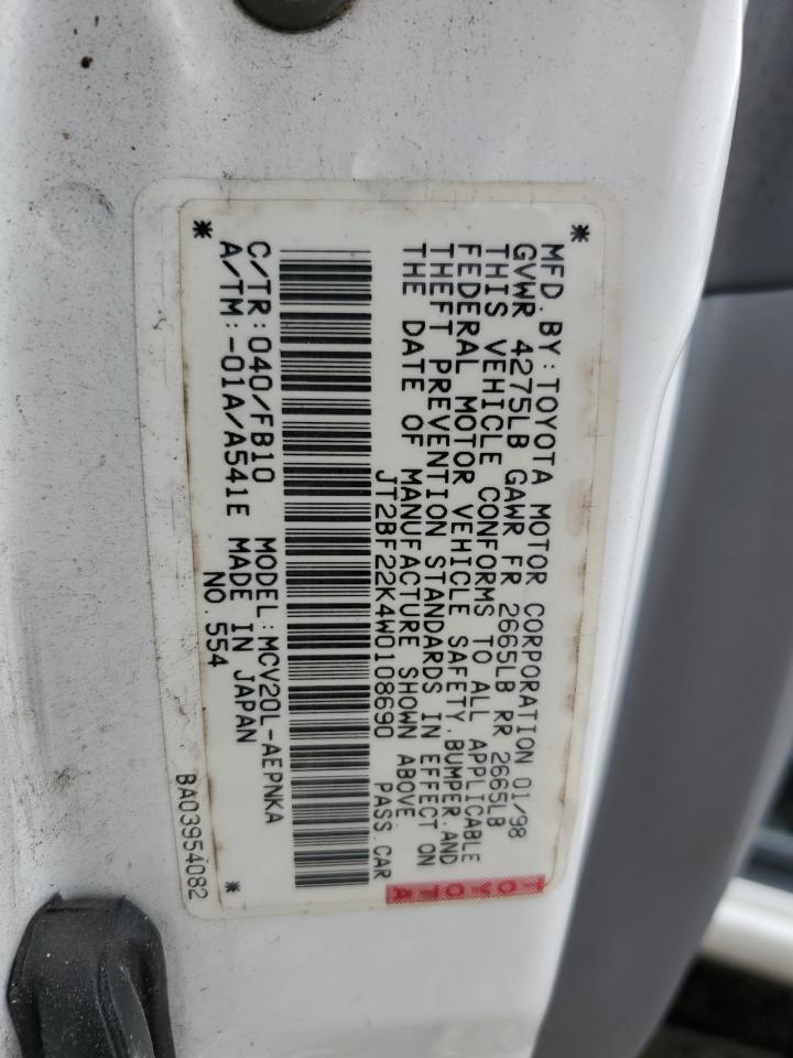 JT2BF22K4W0108690 1998 Toyota Camry Le