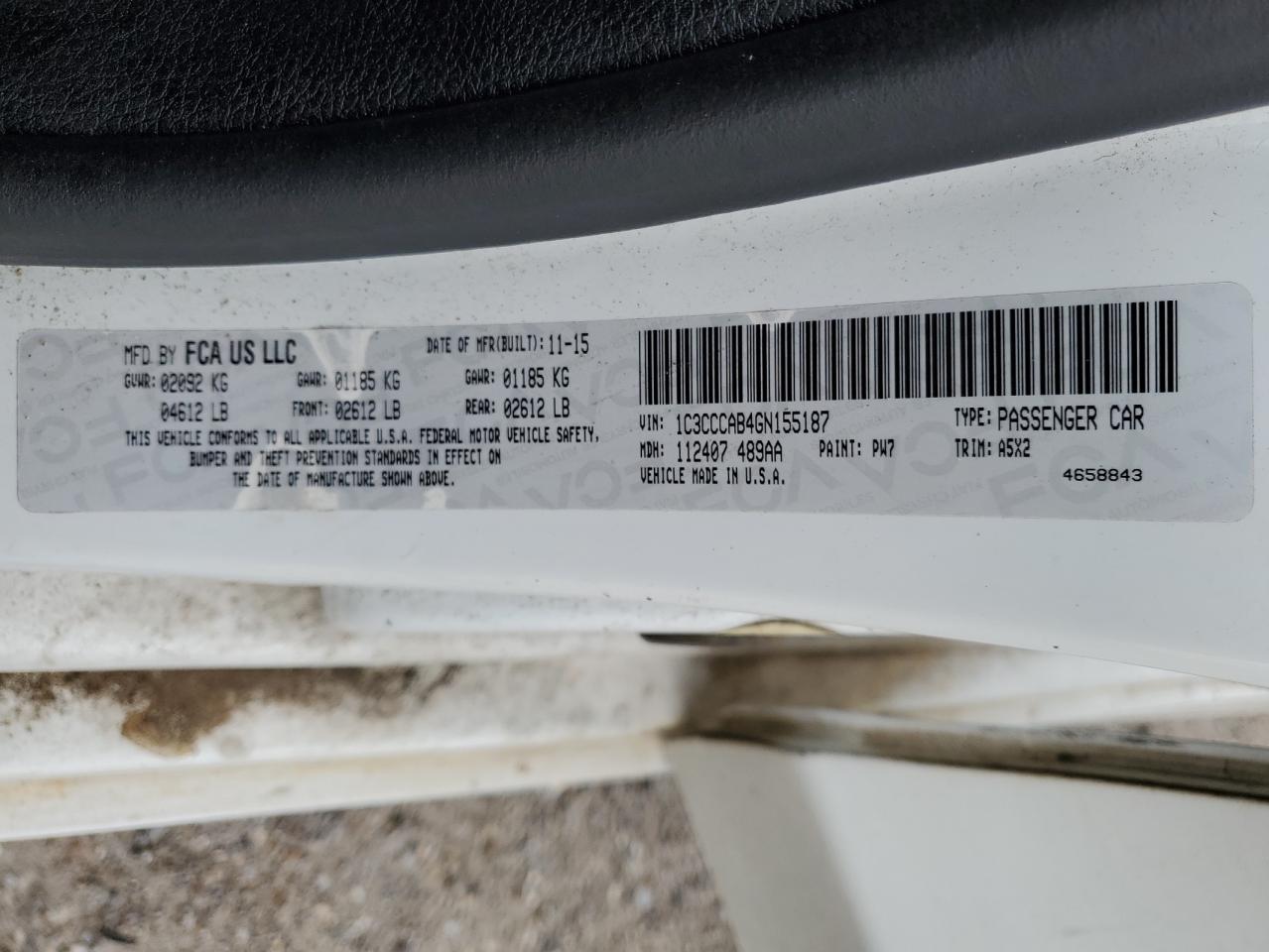 1C3CCCAB4GN155187 2016 Chrysler 200 Limited