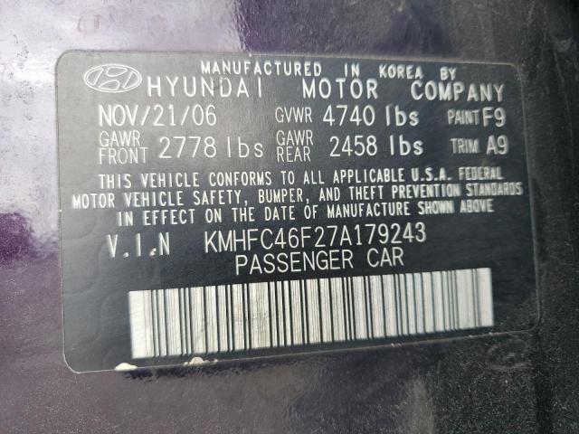 2007 Hyundai Azera Se VIN: KMHFC46F27A179243 Lot: 53170414