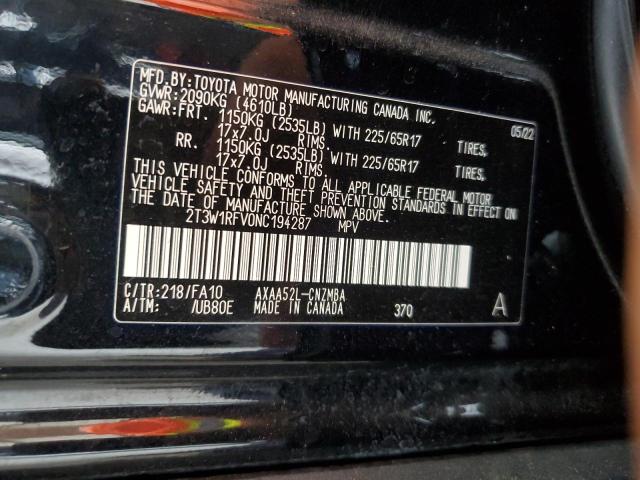 2022 Toyota Rav4 Xle VIN: 2T3W1RFV0NC194287 Lot: 54694844