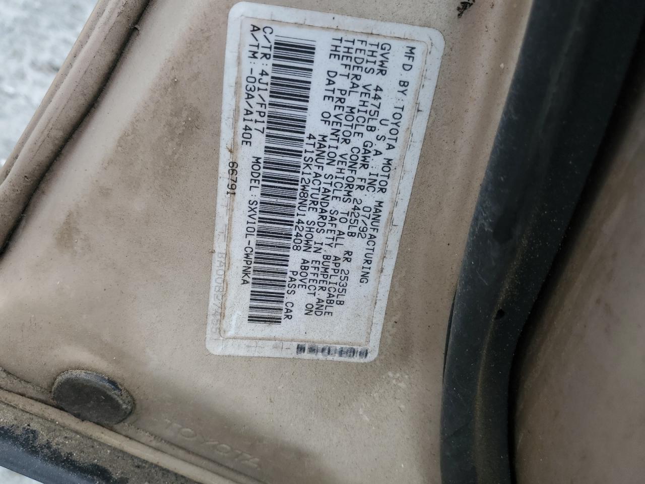 4T1SK12W8NU142408 1992 Toyota Camry Le