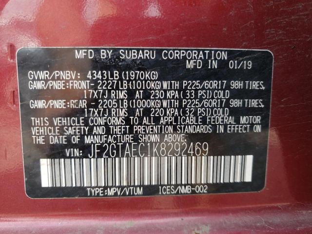 2019 Subaru Crosstrek Premium VIN: JF2GTAEC1K8292469 Lot: 53292094