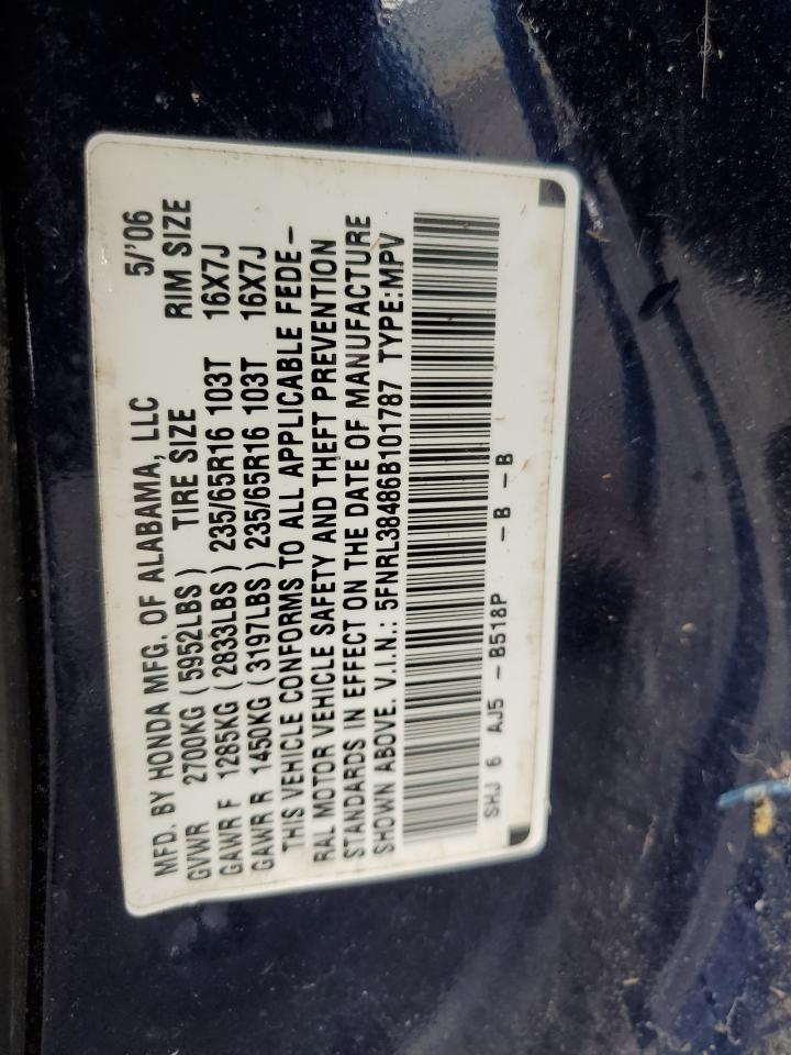 5FNRL38486B101787 2006 Honda Odyssey Ex