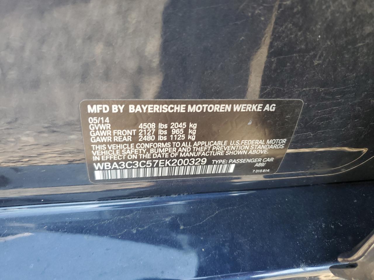 WBA3C3C57EK200329 2014 BMW 320 I xDrive