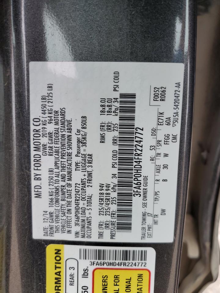 3FA6P0HD4FR224772 2015 Ford Fusion Se