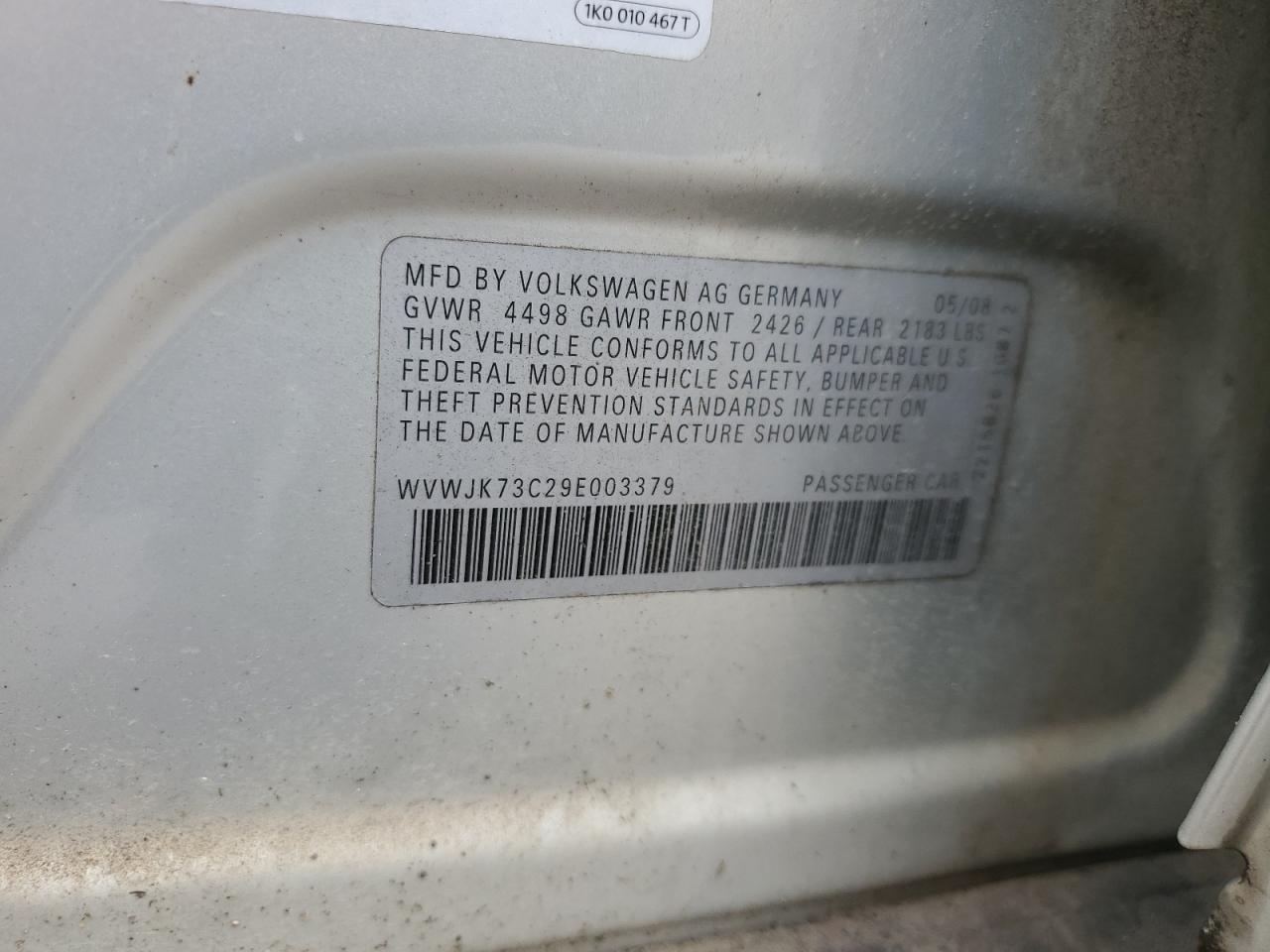 WVWJK73C29E003379 2009 Volkswagen Passat Turbo
