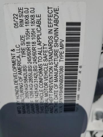 2022 HONDA PILOT TRAI 5FNYF6H80NB057080