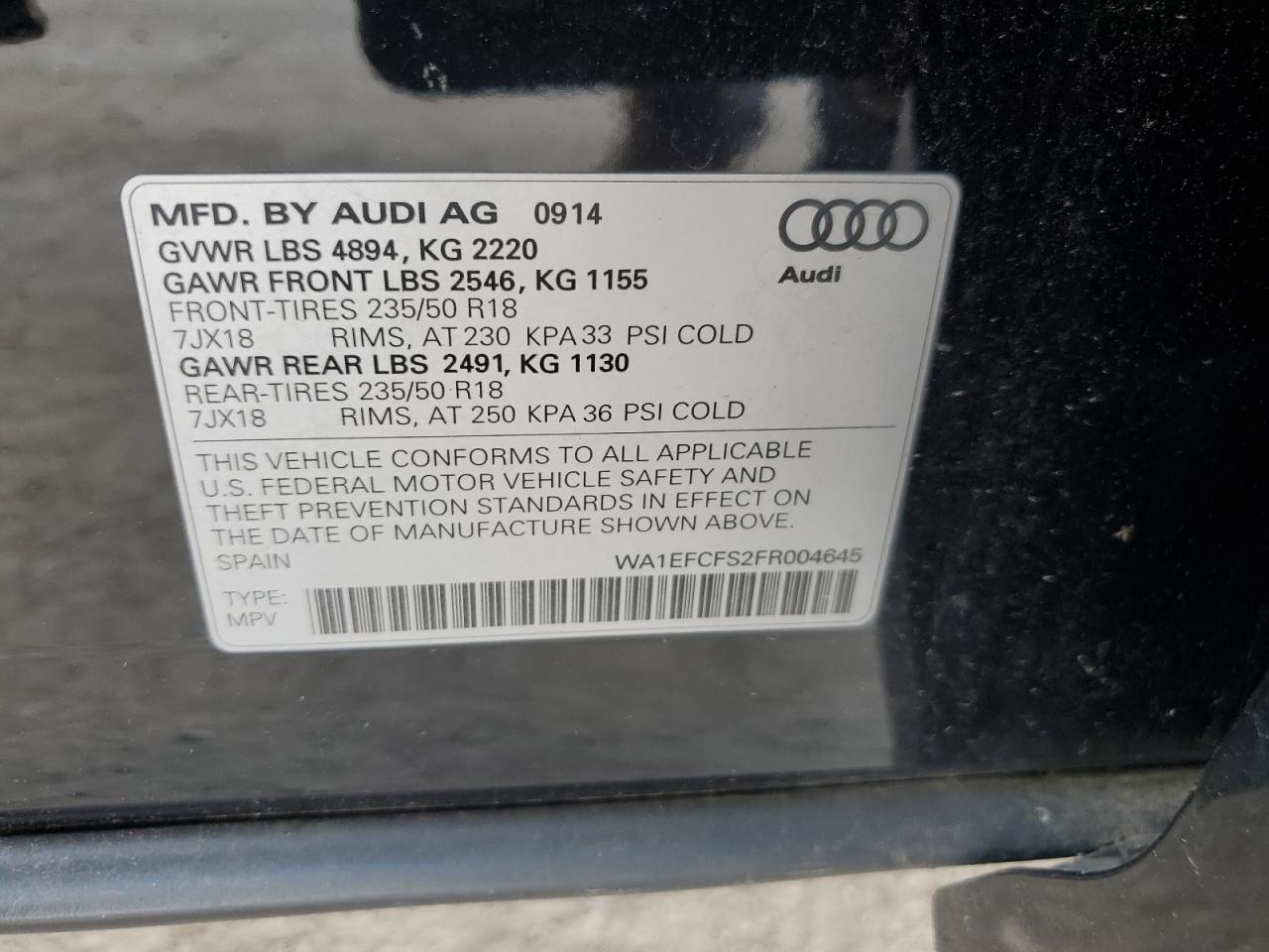 WA1EFCFS2FR004645 2015 Audi Q3 Premium Plus