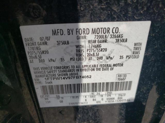 2007 Ford F150 Supercrew VIN: 1FTPW14V97FB74052 Lot: 56679884