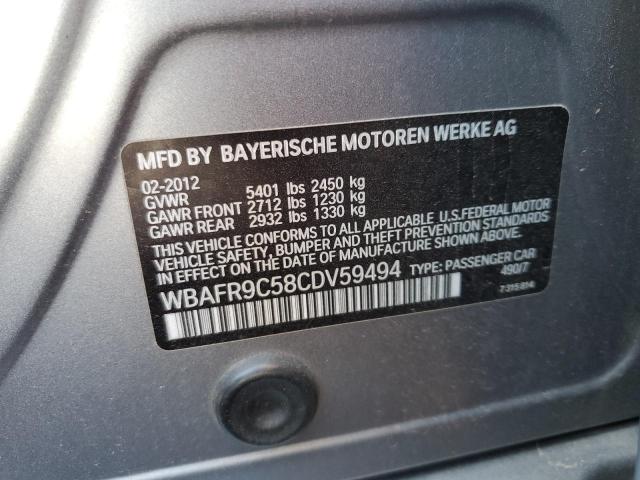 2012 BMW 550 I VIN: WBAFR9C58CDV59494 Lot: 53770064