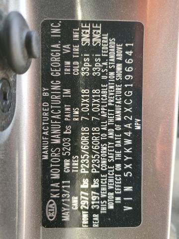 2012 Kia Sorento Sx VIN: 5XYKW4A2XCG196641 Lot: 56612864