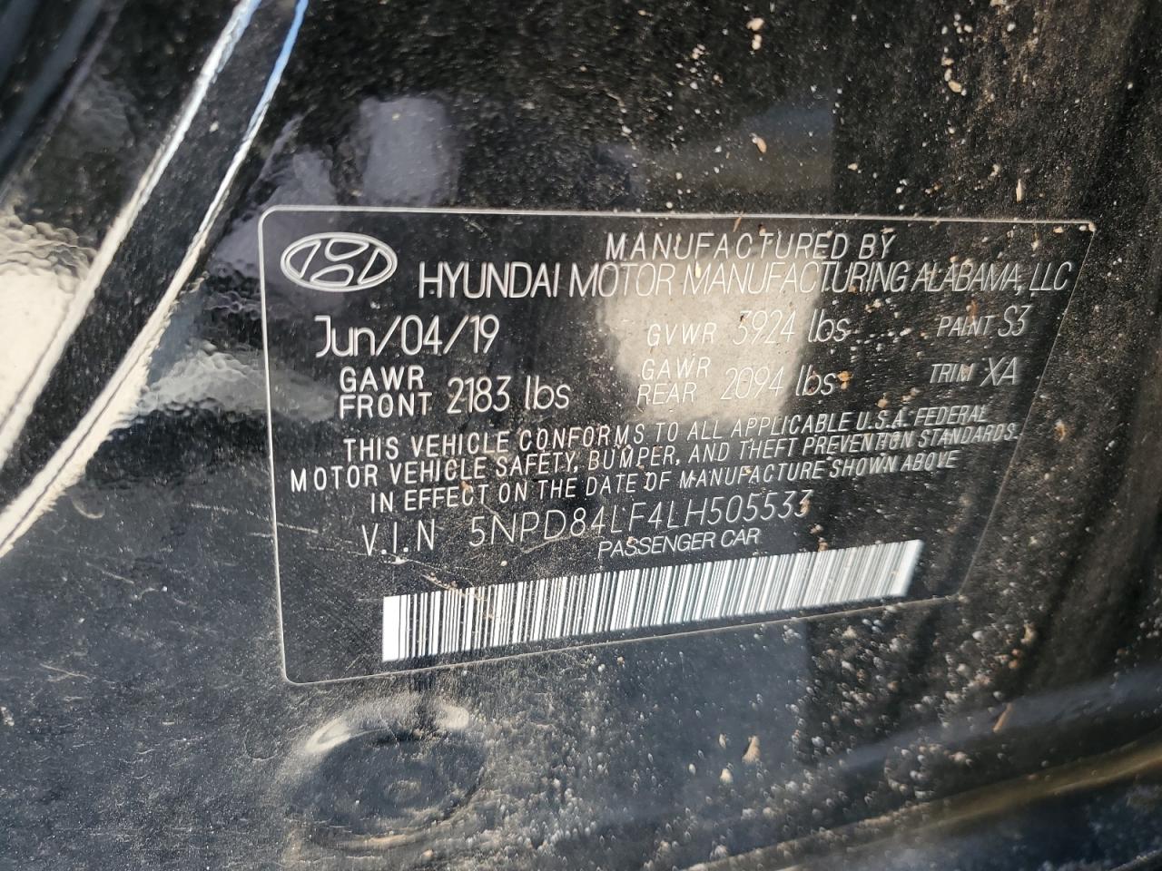 5NPD84LF4LH505533 2020 Hyundai Elantra Sel