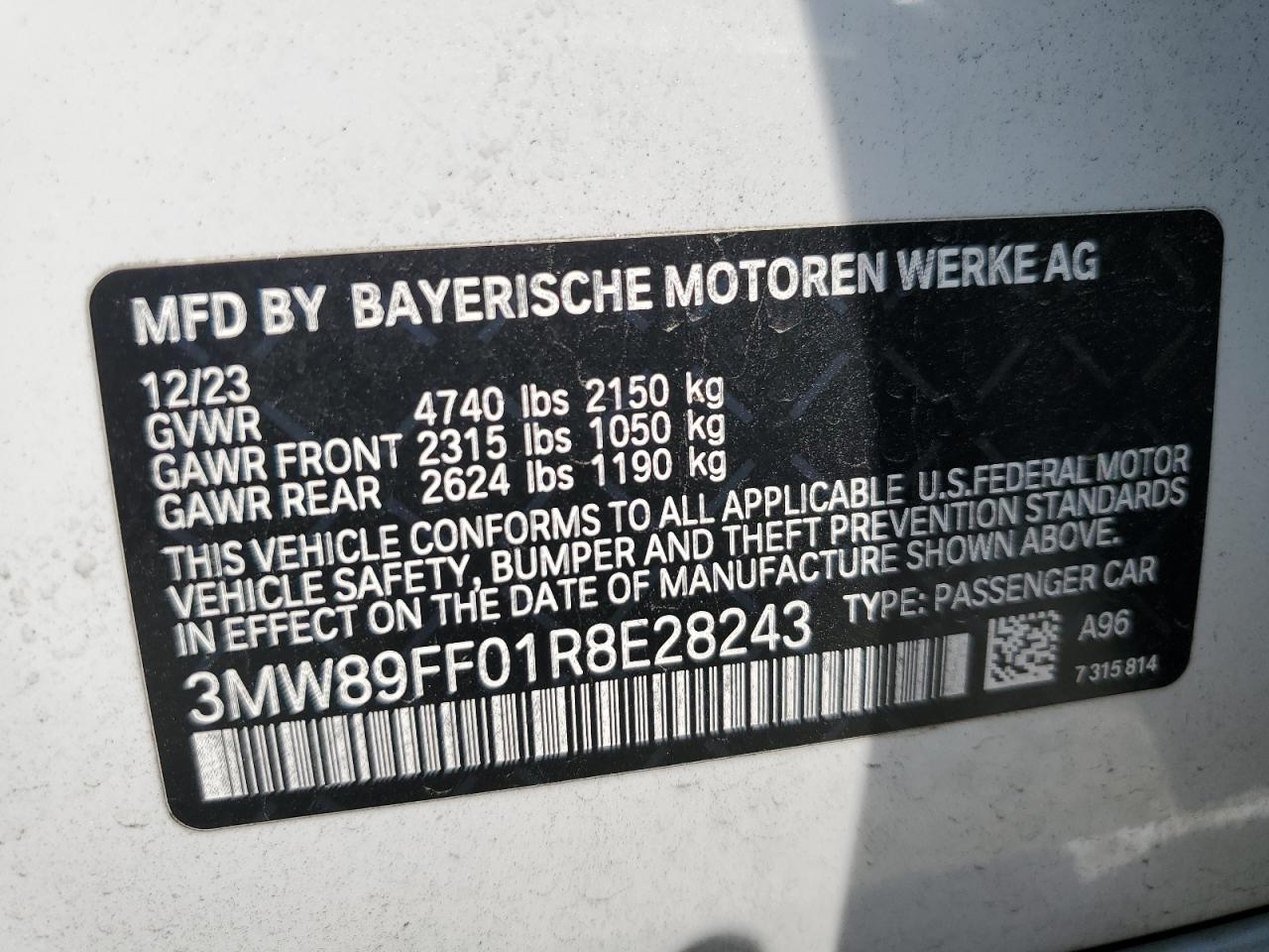 3MW89FF01R8E28243 2024 BMW 330Xi