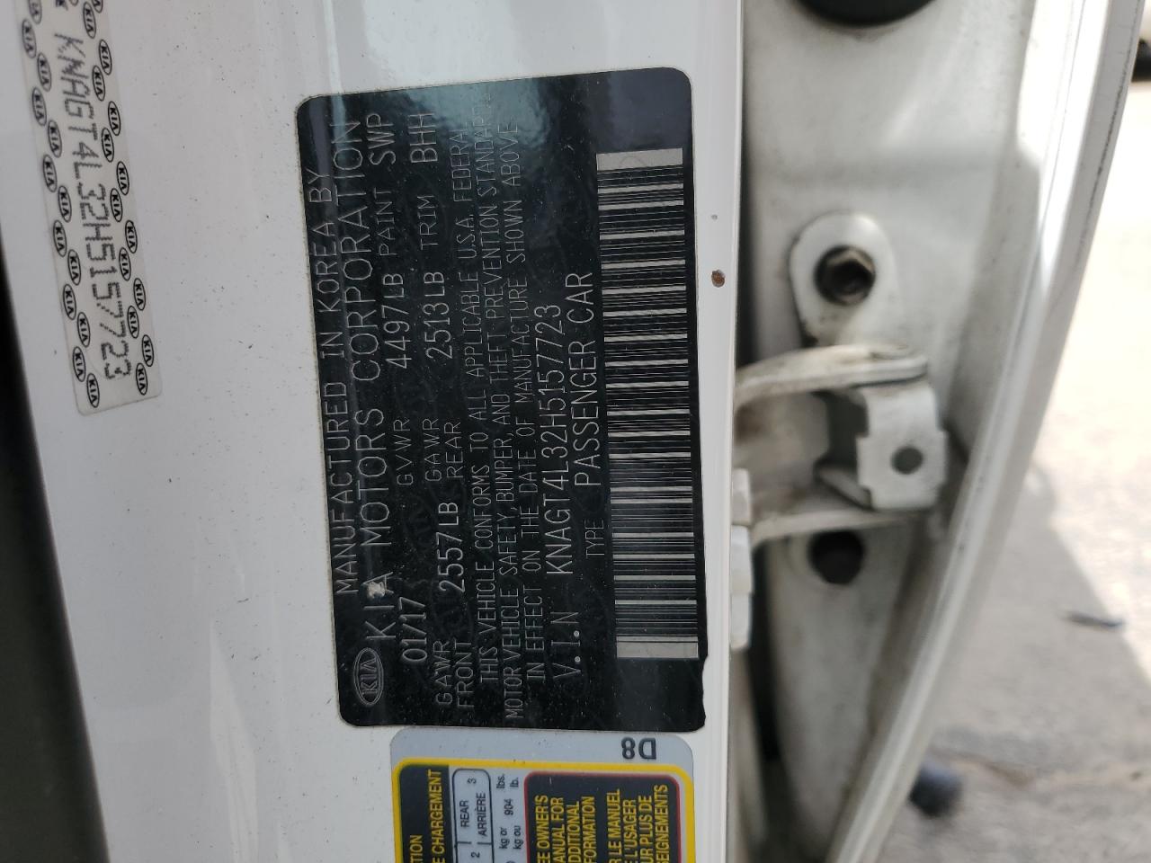 KNAGT4L32H5157723 2017 Kia Optima Lx