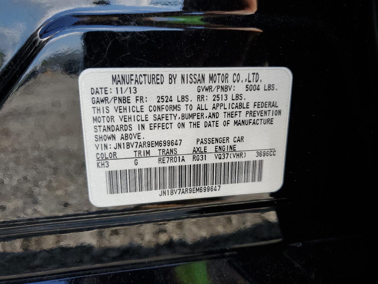 JN1BV7AR9EM699647 2014 Infiniti Q50 Base