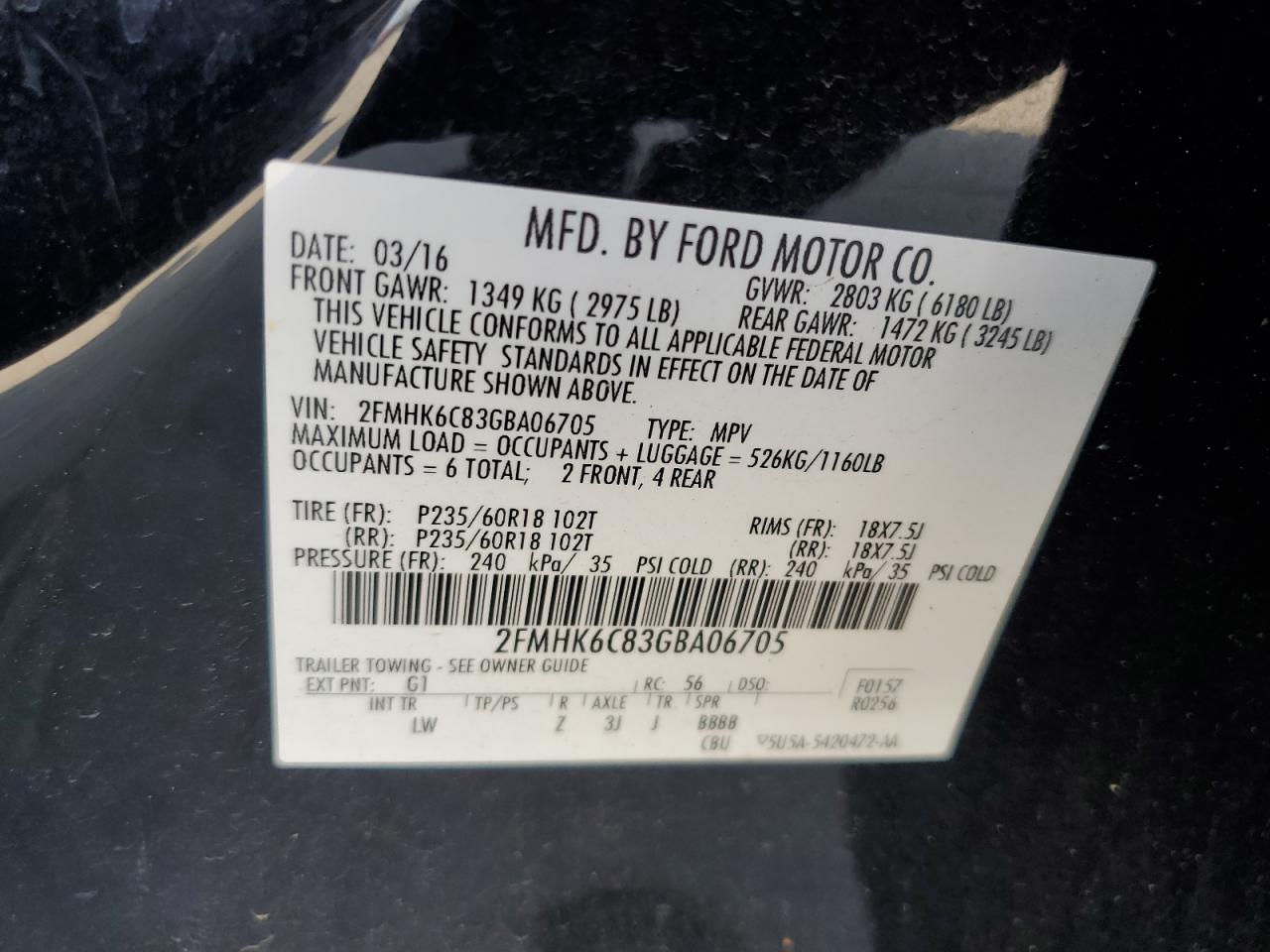 2FMHK6C83GBA06705 2016 Ford Flex Sel