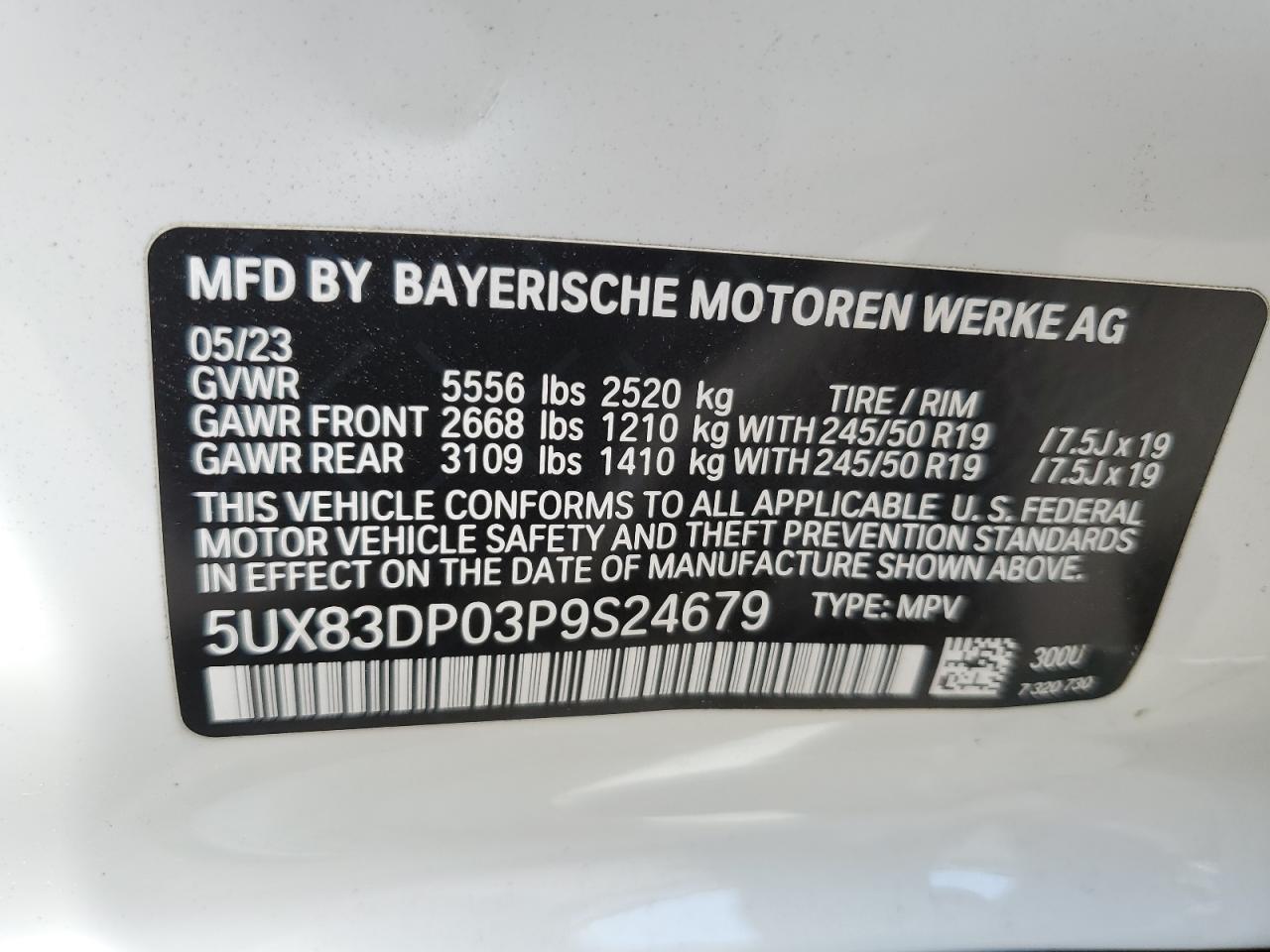 5UX83DP03P9S24679 2023 BMW X3 M40I