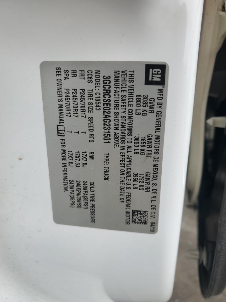 3GCRCSE02AG231501 2010 Chevrolet Silverado C1500 Lt