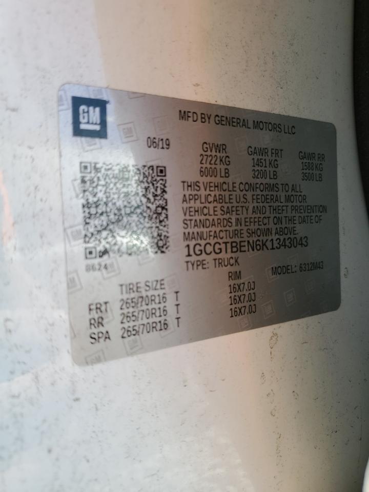 1GCGTBEN6K1343043 2019 Chevrolet Colorado