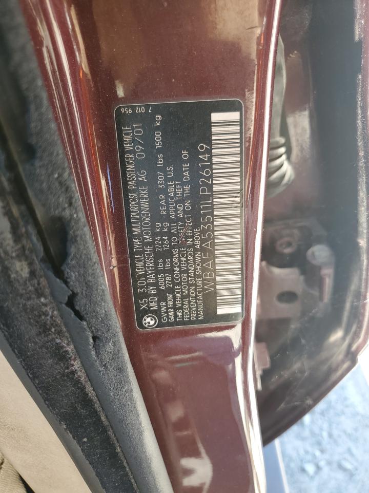 WBAFA53511LP26149 2001 BMW X5 3.0I