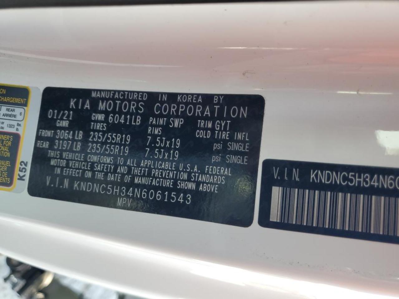 KNDNC5H34N6061543 2022 Kia Carnival Ex