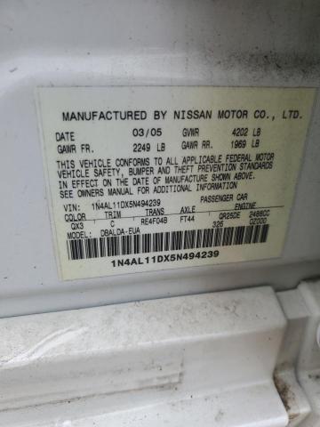 2005 Nissan Altima S VIN: 1N4AL11DX5N494239 Lot: 54051284