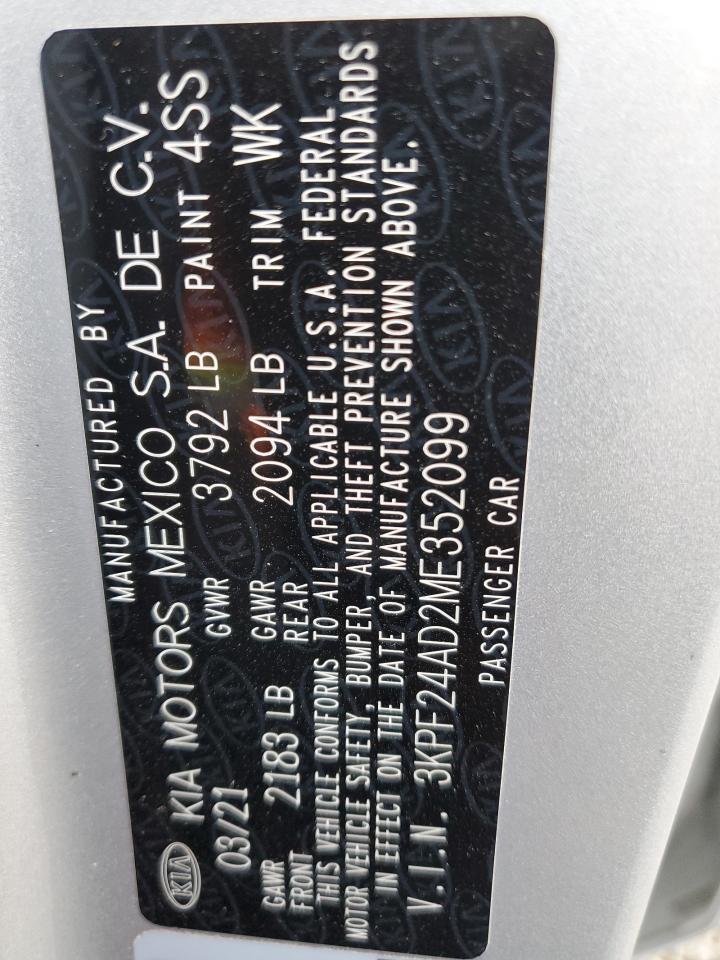 3KPF24AD2ME352099 2021 Kia Forte Fe