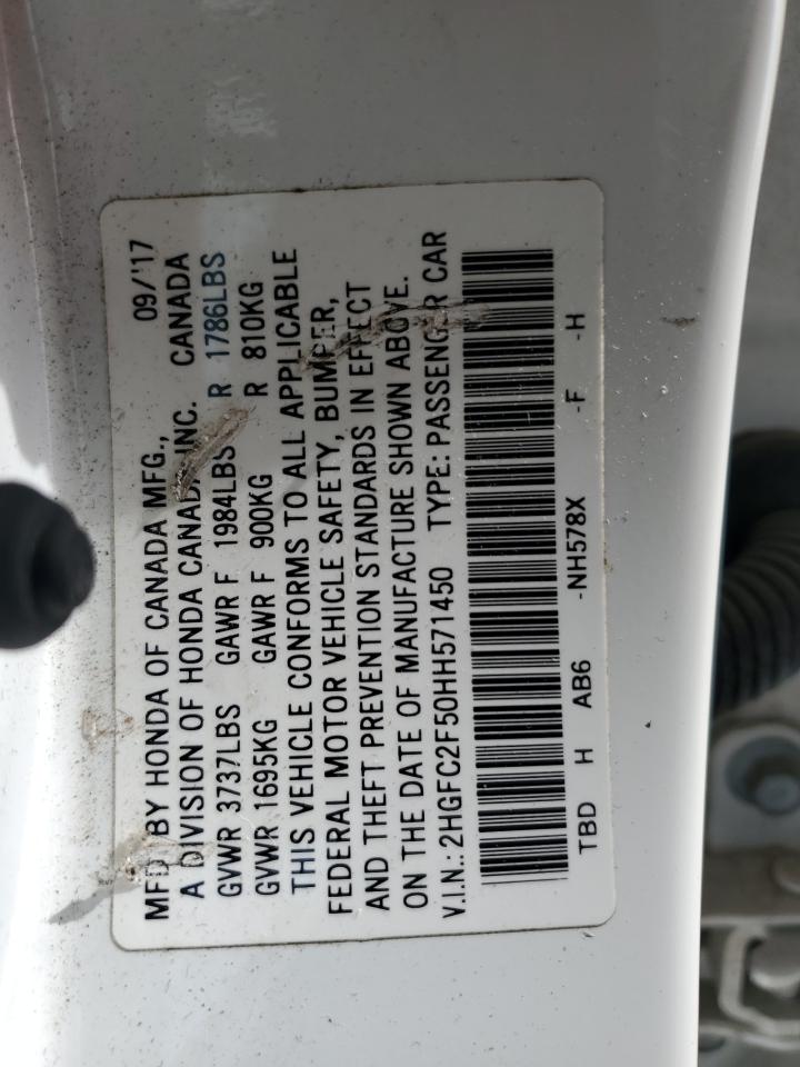 2HGFC2F50HH571450 2017 Honda Civic Lx